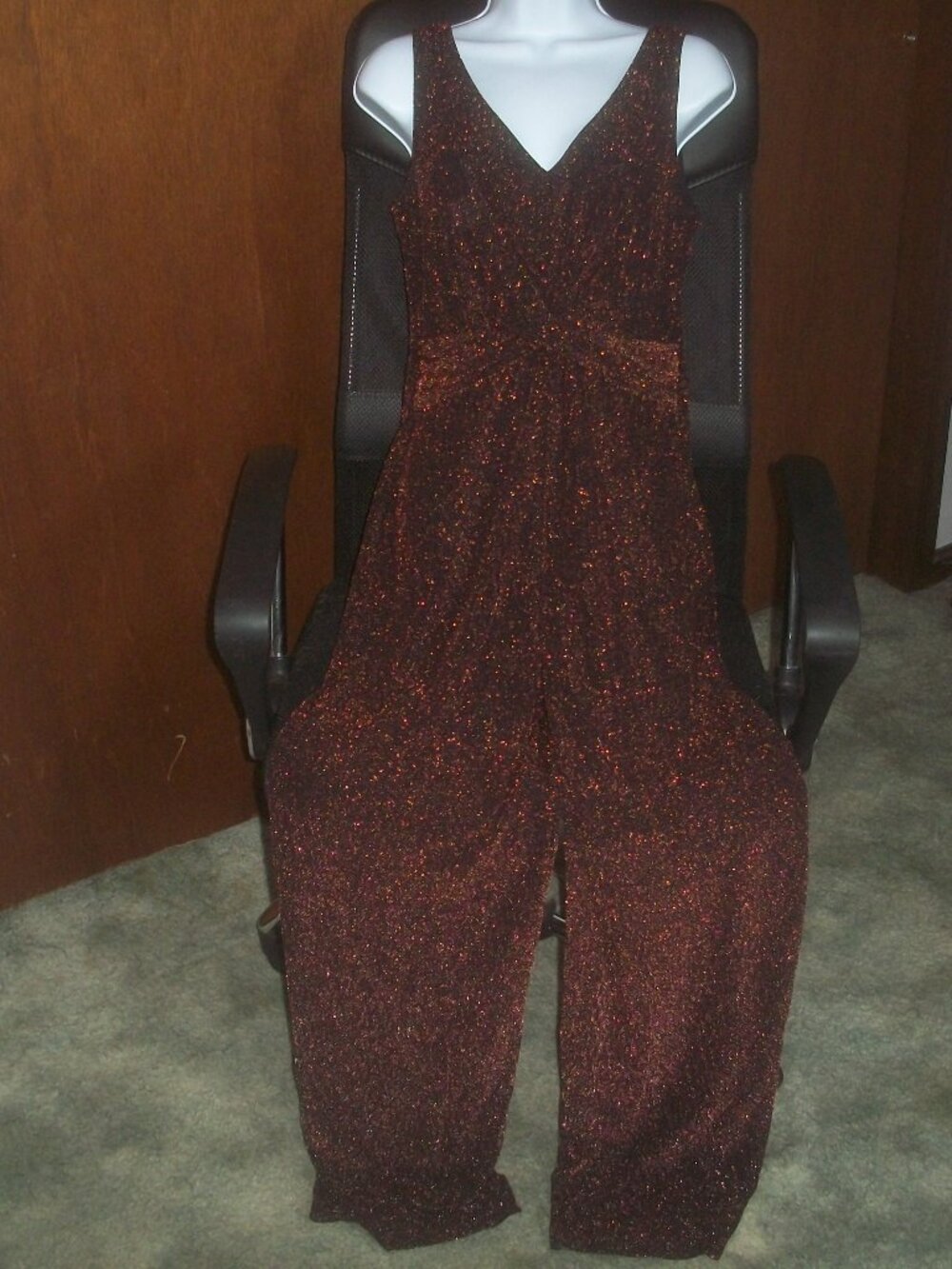 womens bronze glitter jumpsuit.one piece romper. CANDIE'S.size medium